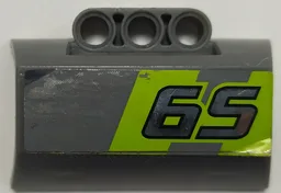 Technic, Panel Engine Block Half / Side Intake with Silver '65' on Lime Stripes Pattern Model Left Side (Sticker) - Set 8496