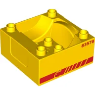 Duplo Train Cab / Tender Base with Red Train and Stripe, and '83578' Print / Yellow