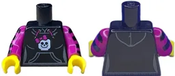 Torso Hooded Sweatshirt with Pocket, Drawstring and Minifigure Skull Pattern / Magenta Arms with Black Stripes / Yellow Hands
