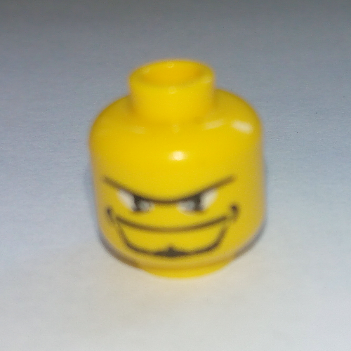 Lego Minifig Head, Beard with Goatee, Unibrow and Eye Whites Print / Yellow