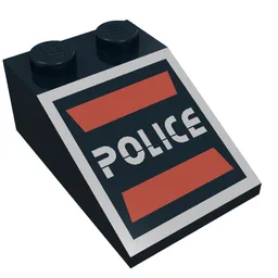 Brick Sloped 33° 3 x 2 with 'POLICE' Print (Space Police I)