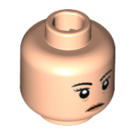 Lego Minifig Head Chief O'Hara, Eyebrows, Peach Lips, Medium Nougat Bags Under Eyes Print [Hollow Stud] / Light Nougat
