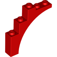 Lego Brick Arch 1 x 5 x 4 [Continuous Bow, Raised Underside Cross Supports] / Red