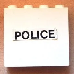 Panel 1 x 4 x 3 - Solid Studs with Black 'POLICE' on White Background Pattern (Sticker) - Set 6676