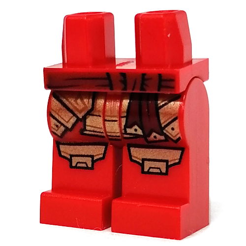 Lego Hips and Red Legs with Gold Knee Pads, Loins, Dark Blue Belt print / Red