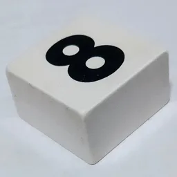 Duplo Tile 2 x 2 x 1 with '8' Print / White