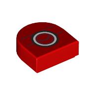 Lego Tile Round 1 x 1 Half Circle with Black/White Circles print / Red