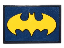 Tile 2 x 3 with Bright Light Orange Bat Symbol on Dark Blue Background Pattern (Sticker) - Set 41230