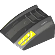 Brick Curved 2 x 2 with Lip, No Studs with Rugged Gray Strip and Yellow Lights Print / Black