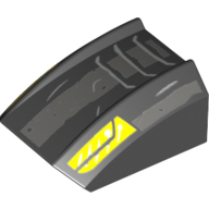 Lego Brick Curved 2 x 2 with Lip, No Studs with Rugged Gray Strip and Yellow Lights Print / Black