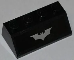 Slope 45 2 x 4 with Silver Batman Logo Pattern (Sticker) - Set 76001