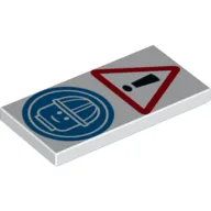 Tile 2 x 4 with Warning Sign and Helmet Mandatory Sign Print / White