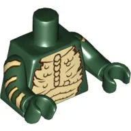 Torso Bare Chest with Bones and Spikes Print, Dark Green Arms with Tan Stripes Print, Dark Green Hands / Dark Green