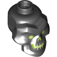 Lego Minifig Head Special, Skull with Lime/Yellowish Green Eyes, Mouth / Black