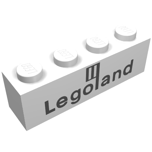 Lego Brick 1 x 4 with Black 'Legoland' Logo Print / White