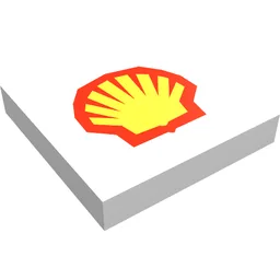 Tile 2 x 2 with Shell Logo Print / White