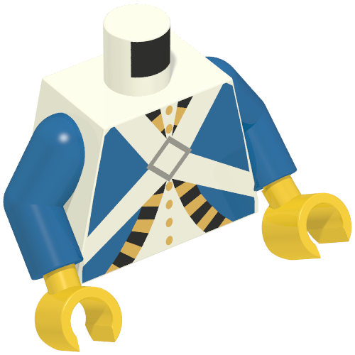 Lego Torso Jacket with White Cross Straps Print (Imperial Soldier), Blue Arms, Yellow Hands