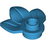 Lego Plant, Plate 1 x 1 Round with 3 Leaves / Dark Azure