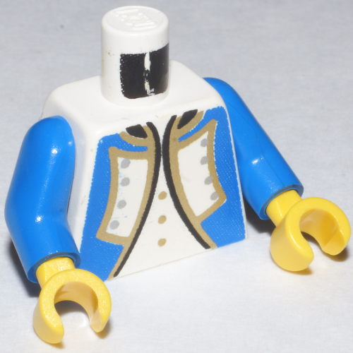 Lego Torso Jacket with Blue Sides, Gold Trim and Buttons Print (Imperial Soldier Officer), Blue Arms, Yellow Hands / White