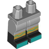 Lego Hips with Light Bluish Gray Legs and Black Boots Pattern with Gold Knees, Dark Turquoise Toes print