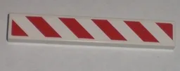 Tile 1 x 6 with Red and White Danger Stripes Pattern Model Left Side (Sticker) - Set 7592