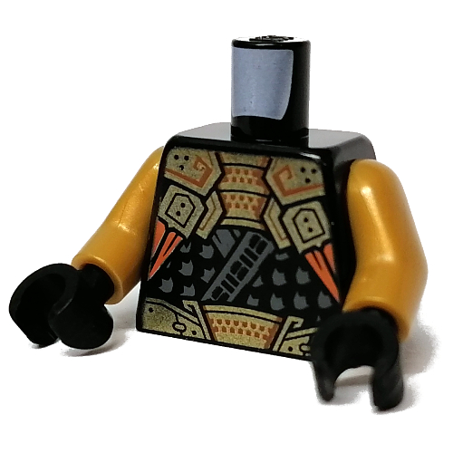 Lego Torso Armor, Gold Belt and Chestplate over Robes print, Pearl Gold Arms, Black Hands / Black