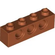 Technic Brick 1 x 4 [3 Pin Holes] / Dark Orange