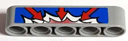 Technic, Liftarm Thick 1 x 5 with 3 Red Arrows on Blue, Red, and White Explosion Pattern Model Right Side (Sticker) - Set 8182