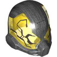 Lego Helmet Space with Trans-Yellow Visor with Pearl Titanium Bug Print / Pearl Titanium
