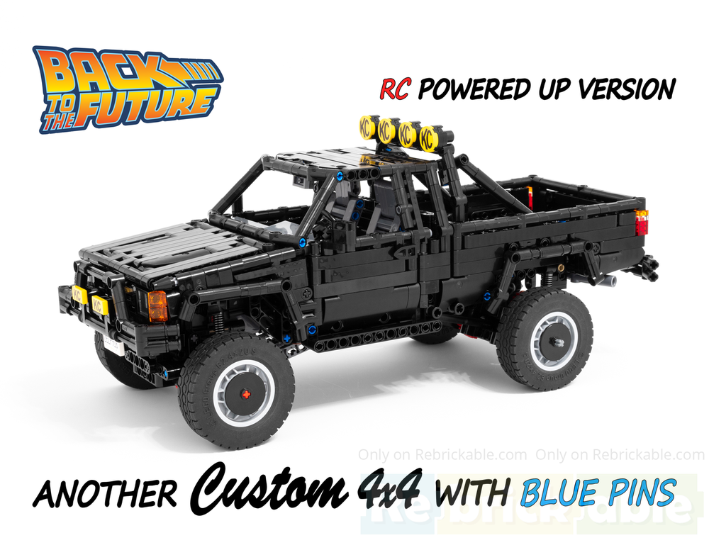 Lego 1985 Toyota 4x4 SR5 Xtracab Truck - Back to the Future - RC POWERED UP EXTRA DETAILED Version with BLUE PINS