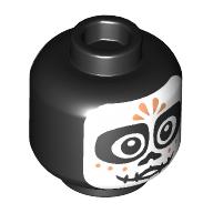 Lego Minifig Head Miguel Rivera, Skull, Nougat Markings, Open Mouth Smile/Closed Stitched Mouth print / Black