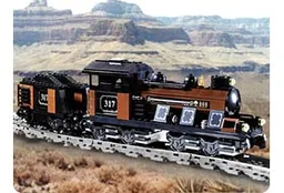Large Train Engine with Tender Brown