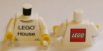 Lego Torso 'LEGO House' Front and LEGO Logo on Back Pattern / White Arms / Yellow Hands
