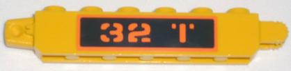 Lego Hinge Brick 1 x 6 Locking with Orange '32 T' on Black Background Pattern on Both Sides (Stickers) - Set 7739