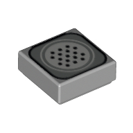 Lego Tile 1 x 1 with Telephone Speaker Print / Light Bluish Gray