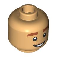 Lego Minifig Head Beast, Dark Orange Eyebrows, Neutral / Open Mouth Smile / Warm Tan