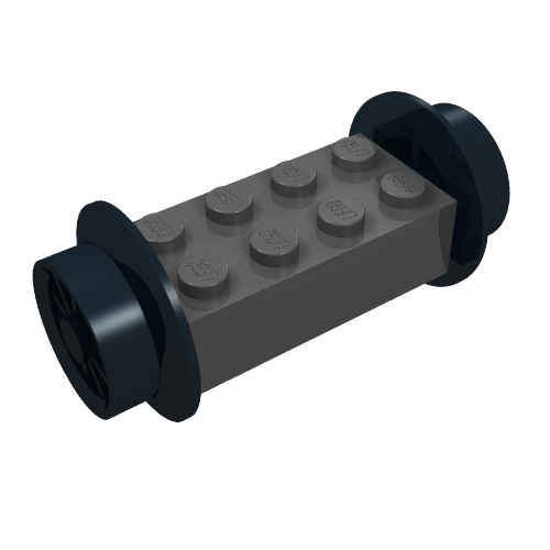 Lego Wheels Train Spoked Small (23mm D.) and Black Brick, Modified 2 x 4 [Black] / Black