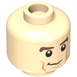 Minifig Head Michael Knight, Brown Eyebrows, Cheek Lines, Smile / Smile with Teeth Print / Light Nougat