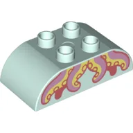 Duplo Brick 2 x 4 Curved Top with Octopus Tentacles Print / Light Aqua