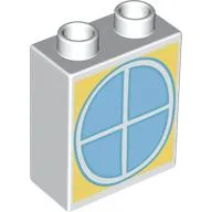 Duplo Brick 1 x 2 x 2 with Window Print / White