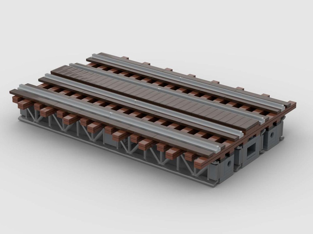 Lego Modular L Track Extended (Pearl Dark Grey beams)