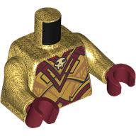 Lego Torso, Gold/Dark Red Armor, Skull Symbol print, Pearl Gold Arms, Dark Red Hands / Pearl Gold