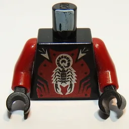 Torso Armor with Scorpion Print, Dark Red Arms, Black Hands / Black