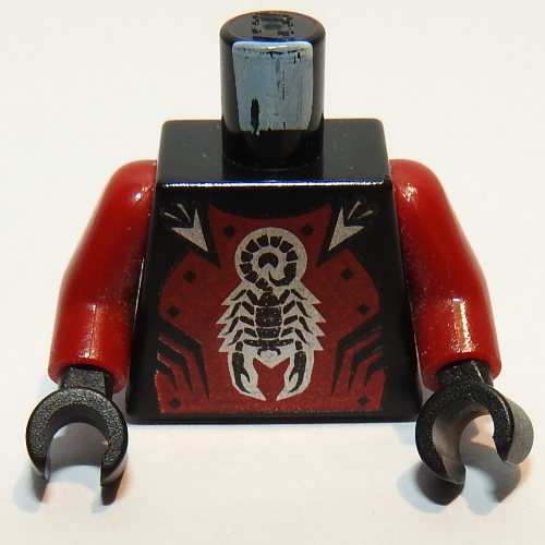 Lego Torso Armor with Scorpion Print, Dark Red Arms, Black Hands / Black