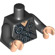 Torso, Overcoat with Belts and Gold Fleur de Lis Buckles Print, Black Arms, Light Nougat Hands / Black