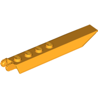Lego Hinge Plate 1 x 8 Locking with Angled Side Extensions, Squared Plate Underside, 7 Teeth / Bright Light Orange