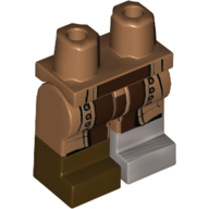 Lego Hips and Medium Nougat Legs, Flat Silver and Dark Brown Boot Pattern, Coattails Print / Medium Nougat