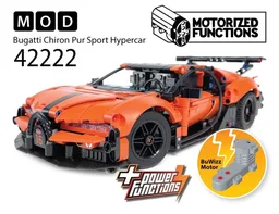 42222 Bugatti Chiron Pur Sport Hypercar RC MOD for Power Function & BuWizz Mortors