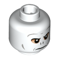Lego Minifig Head Voldemort, Nougat Around Eyes, Dark Bluish Gray Contours, Nose Slits Print / White
