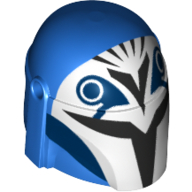 Lego Helmet Mandalorian with Holes, White Front, Black Visor and Markings print / Blue